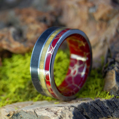 Lixx | Men's African Ebony, Tiger Eye, Jasper Stone & Titanium Wedding Ring - Minter and Richter Designs