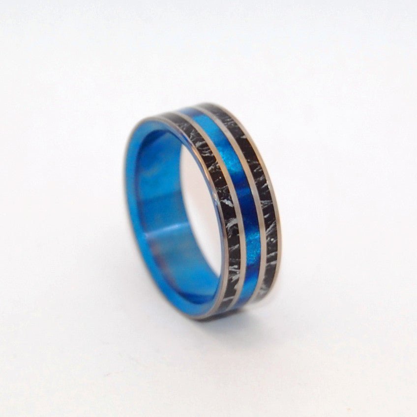 Love & Honor | Black Silver M3 & Blue Resin - Titanium Wedding Ring - Minter and Richter Designs