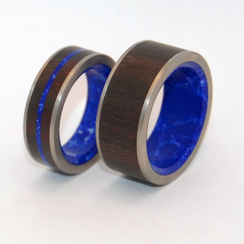 Love Is The Whole | Rosewood & Sodalite Stone - Titanium Wedding Ring Set - Blue Wedding Ring - Minter and Richter Designs