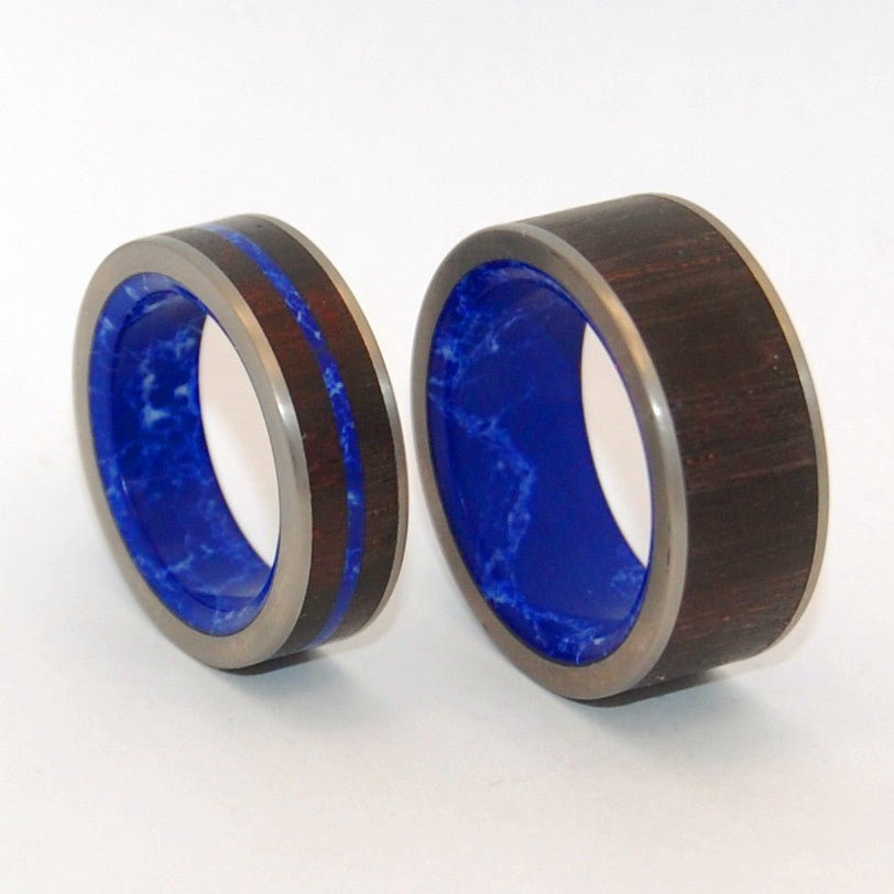 Love Is The Whole | Rosewood & Sodalite Stone - Titanium Wedding Ring Set - Blue Wedding Ring - Minter and Richter Designs