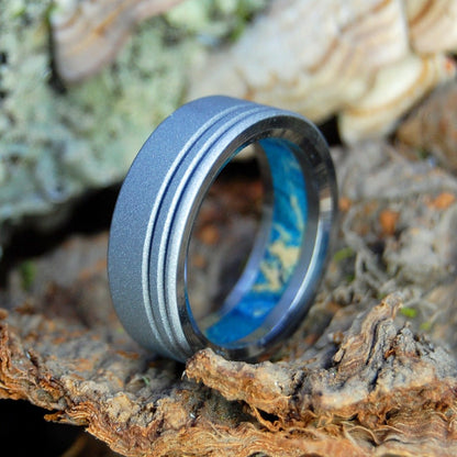 Loved In Blue | Men's Blue Box Elder Wood & Titanium Wedding Ring - Minter and Richter Designs