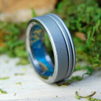 Loved In Blue | Men's Blue Box Elder Wood & Titanium Wedding Ring - Minter and Richter Designs