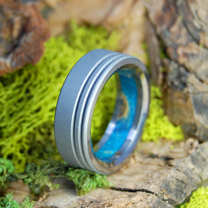 Loved In Blue | Men's Blue Box Elder Wood & Titanium Wedding Ring - Minter and Richter Designs