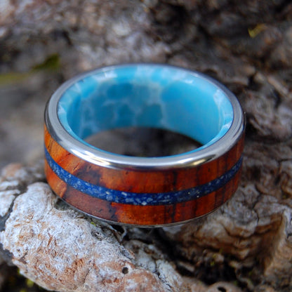 Low Country Sharks | Men's Cocobolo Wood, South Carolina Sand, Shark Teeth & Titanium Wedding Ring - Minter and Richter Designs