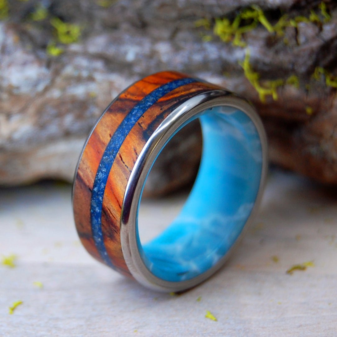 Low Country Sharks | Men's Cocobolo Wood, South Carolina Sand, Shark Teeth & Titanium Wedding Ring - Minter and Richter Designs