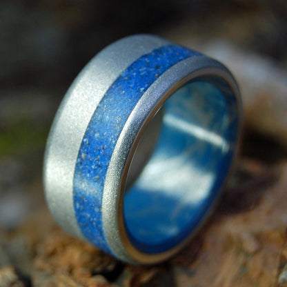 Manasota Key Florida | Men's Beach Sand, Blue Silver & Titanium Wedding Ring - Minter and Richter Designs