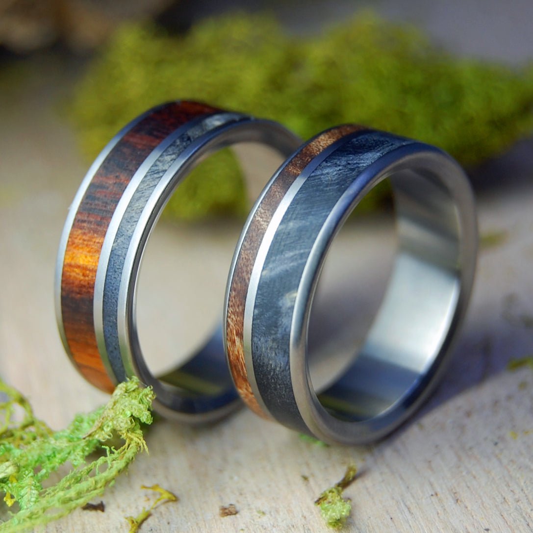 Manzanita To Have And Hold | Dark Maple Wood, Black Box Elder Wood, Manzanita Wood - Wooden Wedding Rings - Minter and Richter Designs