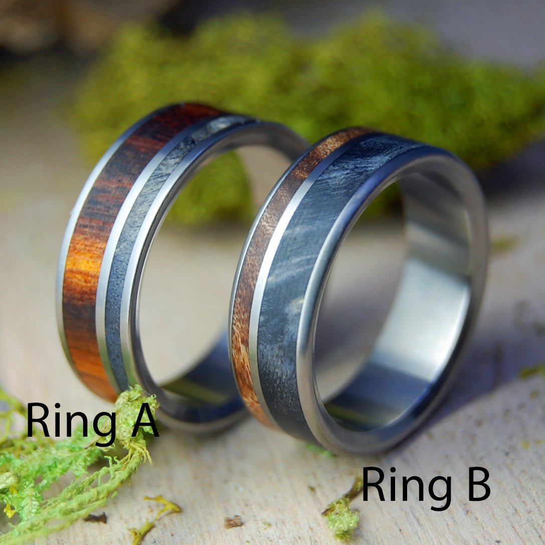 Manzanita To Have And Hold | Dark Maple Wood, Black Box Elder Wood, Manzanita Wood - Wooden Wedding Rings - Minter and Richter Designs