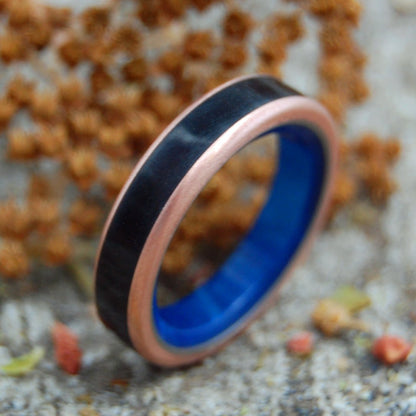 Marble In The Depths | Men's Onyx Stone, Copper & Titanium Wedding Ring - Minter and Richter Designs