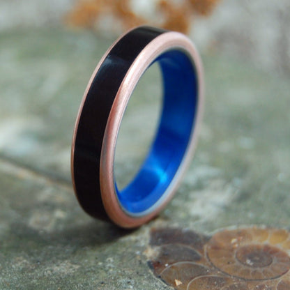 Marble In The Depths | Men's Onyx Stone, Copper & Titanium Wedding Ring - Minter and Richter Designs