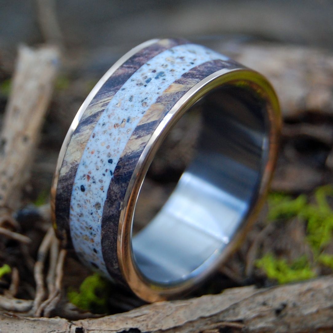 Marry Me In P - Town | Men's Provincetown Beach Sand, Bronze, Maple Wood & Titanium Wedding Ring - Minter and Richter Designs