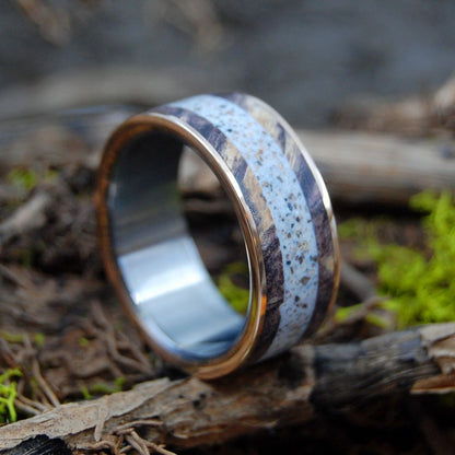 Marry Me In P - Town | Men's Provincetown Beach Sand, Bronze, Maple Wood & Titanium Wedding Ring - Minter and Richter Designs