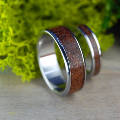 Martha's Vineyard | Martha's Vineyard Beach Sand - Titanium & Wood Wedding Ring - Minter and Richter Designs