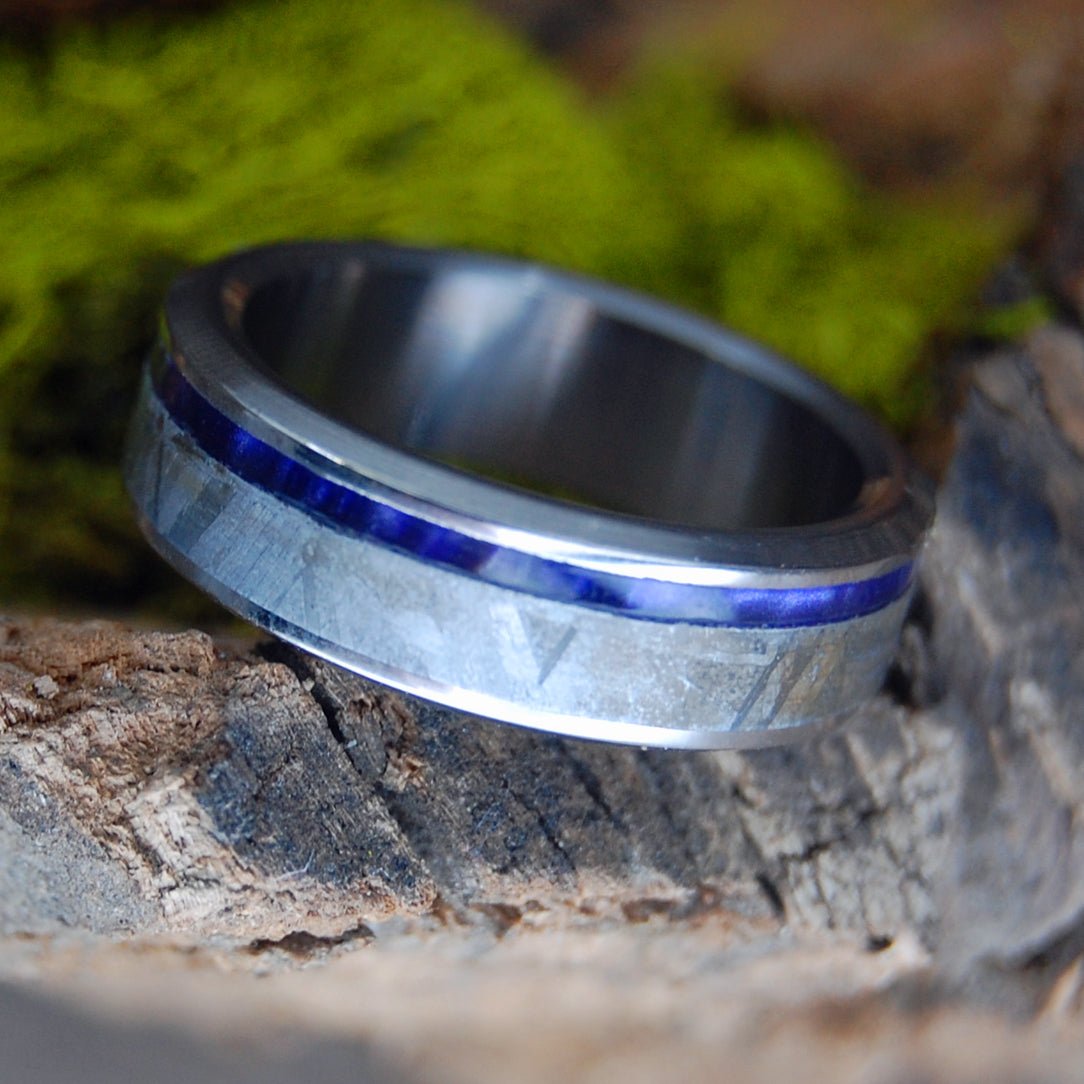 Martian Meteorite Purple | Men's Martian Meteorite, Purple Marbled Opalescent & Titanium Wedding Ring - Minter and Richter Designs