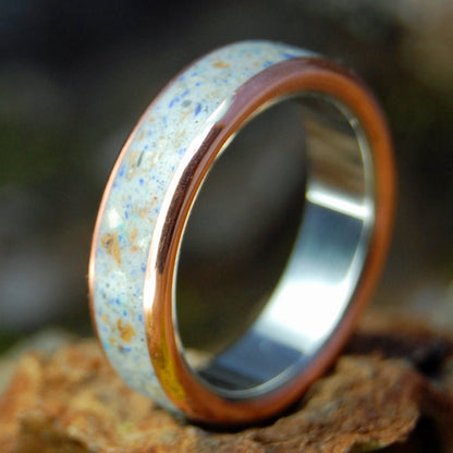 Matera Italy Stone | Men's Italian Crushed Stones, Copper & Titanium Wedding Ring - Minter and Richter Designs