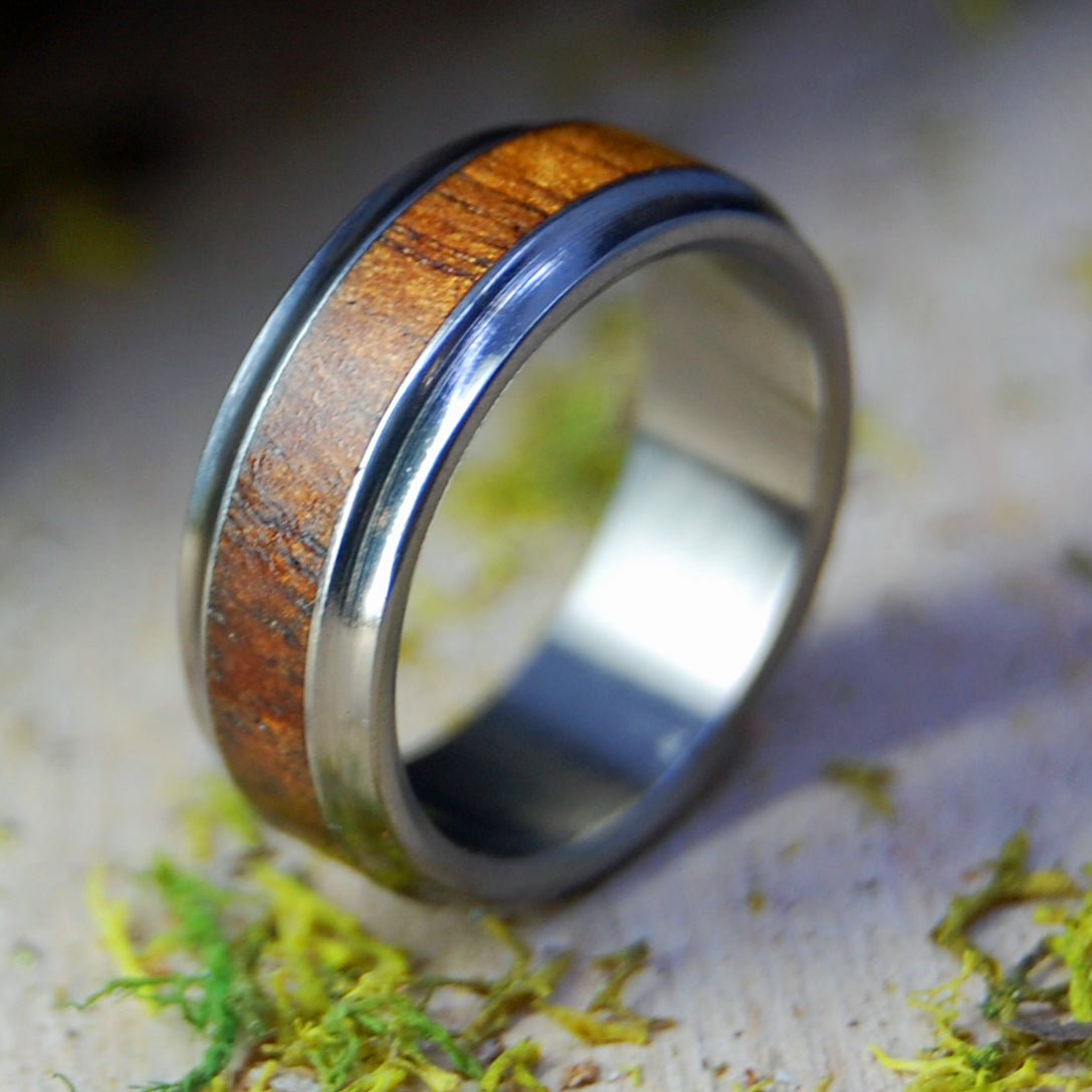 Mau Loa | Size 4.75 At 6.4mm | Koa Wood | Titanium Wedding Ring | On Sale - Minter and Richter Designs