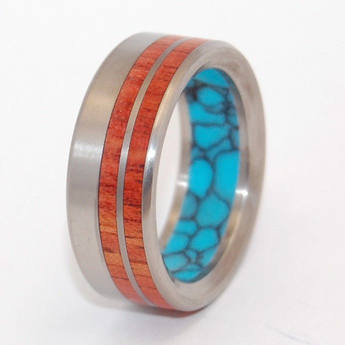 Meant To Be | Turquoise And Wood - Titanium Wedding Ring - Minter and Richter Designs