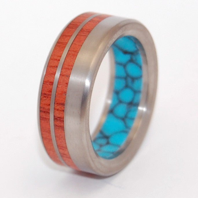 Meant To Be | Turquoise And Wood - Titanium Wedding Ring - Minter and Richter Designs