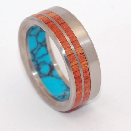 Meant To Be | Turquoise And Wood - Titanium Wedding Ring - Minter and Richter Designs