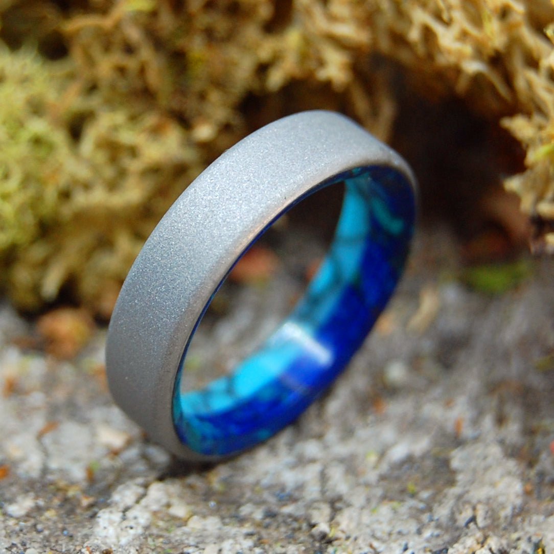 Meet Me Half Way | Men's Turquoise & Titanium Wedding Ring - Minter and Richter Designs