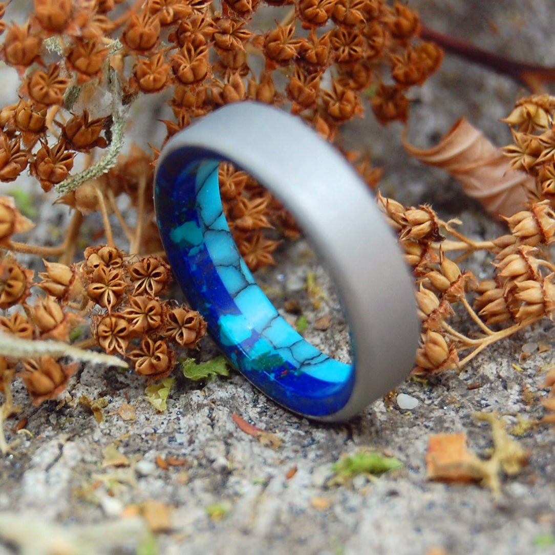 Meet Me Half Way | Men's Turquoise & Titanium Wedding Ring - Minter and Richter Designs