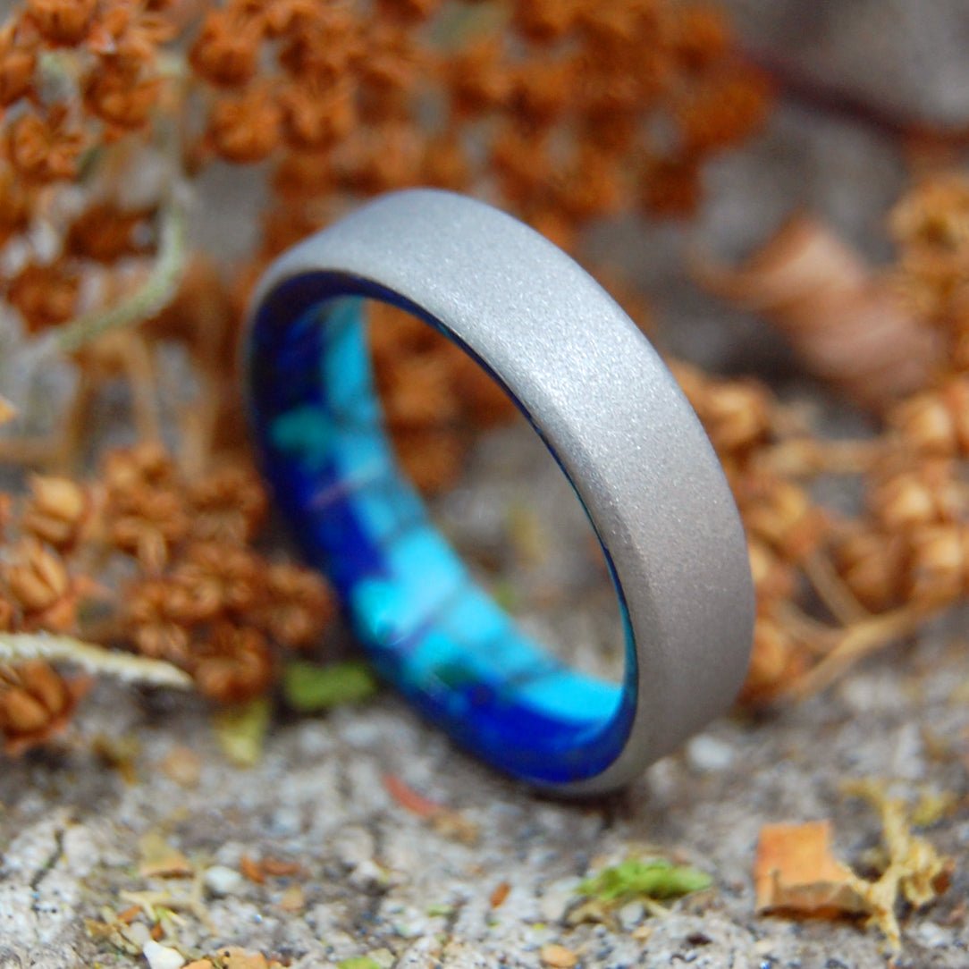 Meet Me Half Way | Men's Turquoise & Titanium Wedding Ring - Minter and Richter Designs