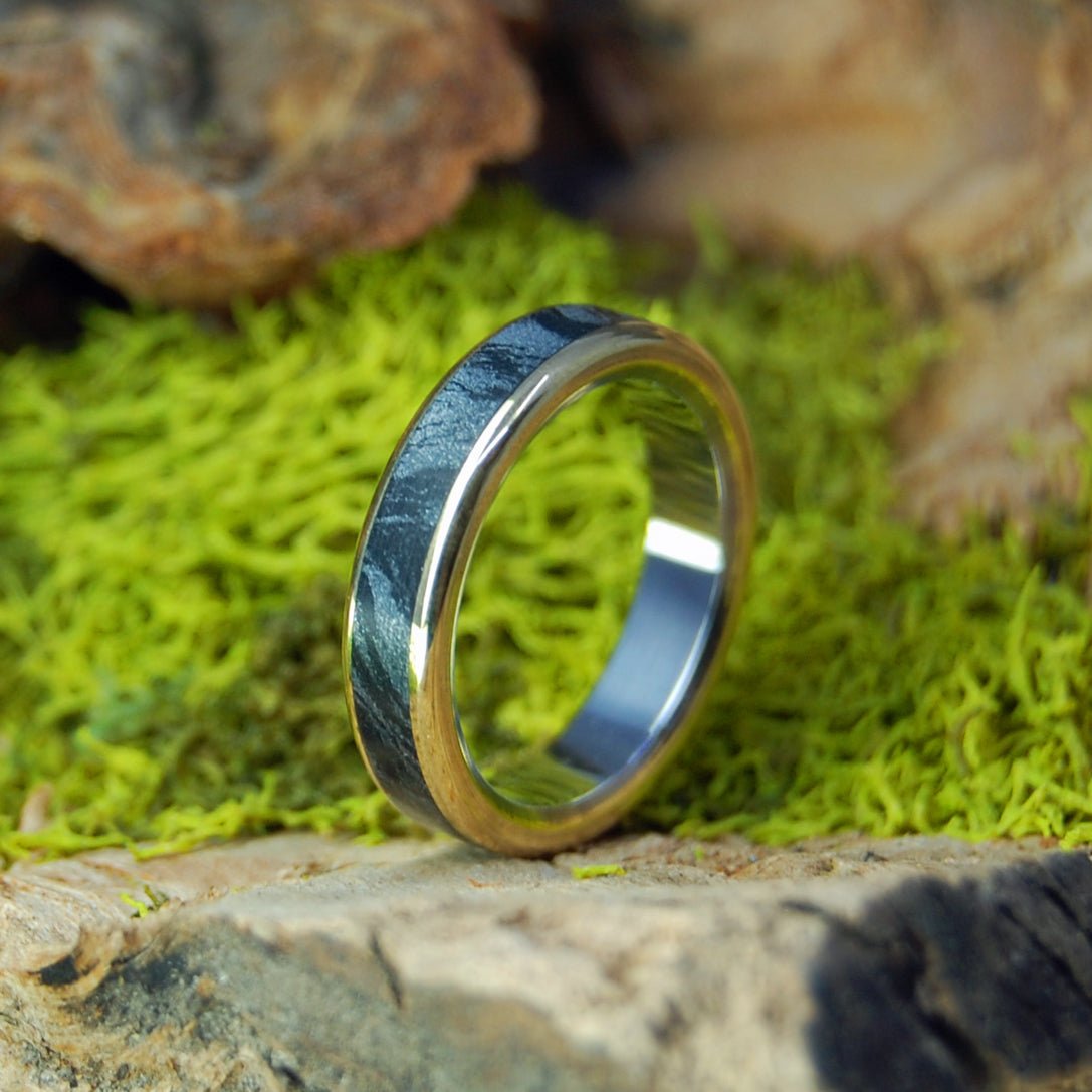 Meiko Brass | Men's Mokume Gane, Brass & Titanium Promise Ring - Minter and Richter Designs