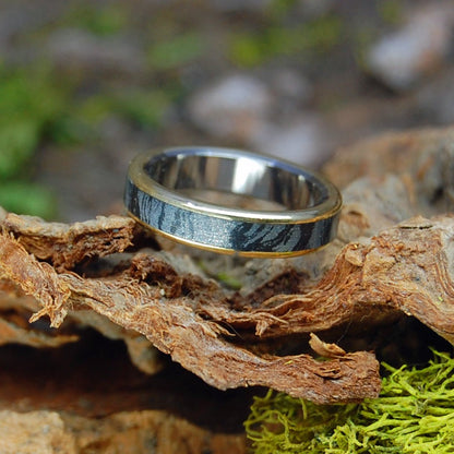 Meiko Brass | Men's Mokume Gane, Brass & Titanium Promise Ring - Minter and Richter Designs