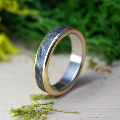 Meiko Brass | Men's Mokume Gane, Brass & Titanium Promise Ring - Minter and Richter Designs