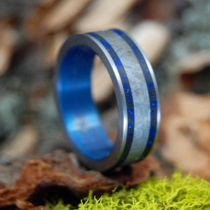 Meteorite Deep Space Blue | Men's Meteorite, Sodalite Stone, Beach Sand & Titanium Wedding Ring - Minter and Richter Designs