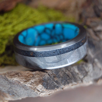 Meteorite Hits Iceland | Men's Icelandic Lava, Meteorite & Titanium Wedding Ring - Minter and Richter Designs