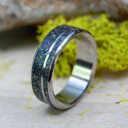 Meteorite Hits Maui | Men's Meteorite, Kaanapali Maui Beach Sand & Titanium Wedding Ring - Minter and Richter Designs