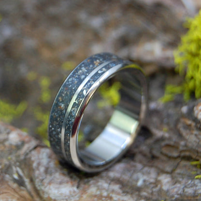 Meteorite Hits Maui | Men's Meteorite, Kaanapali Maui Beach Sand & Titanium Wedding Ring - Minter and Richter Designs