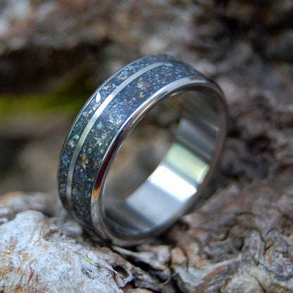 Meteorite Hits Maui | Men's Meteorite, Kaanapali Maui Beach Sand & Titanium Wedding Ring - Minter and Richter Designs