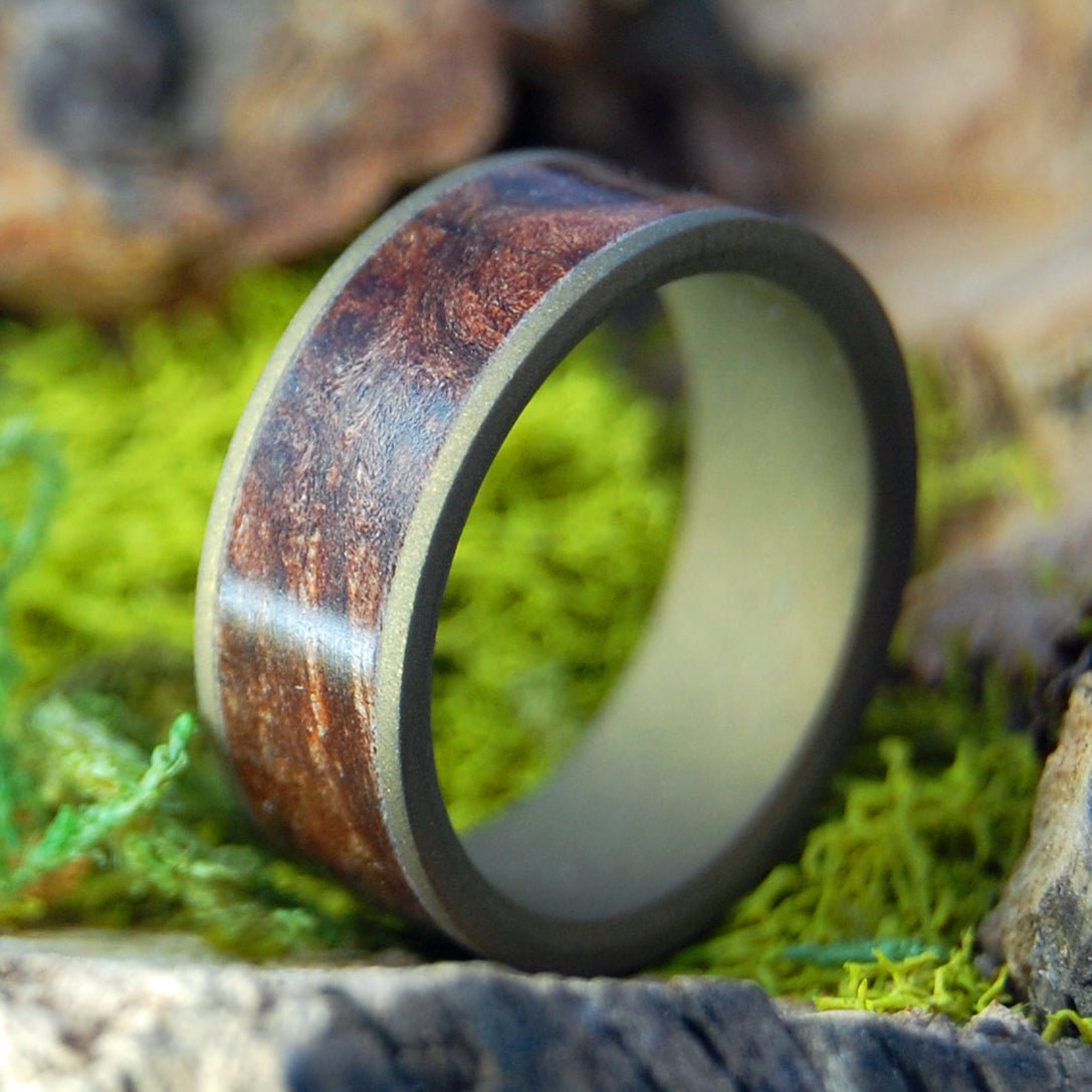 Mighty Bronze One | Men's Redwood Burl & Titanium Wedding Ring - Minter and Richter Designs