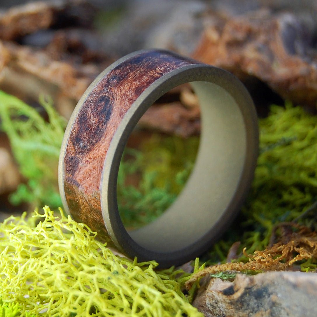 Mighty Bronze One | Men's Redwood Burl & Titanium Wedding Ring - Minter and Richter Designs