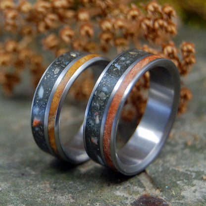 Miner Set | Fool's Gold, Deer Antler & Sugar Maple Wood Wedding Ring Set - Minter and Richter Designs