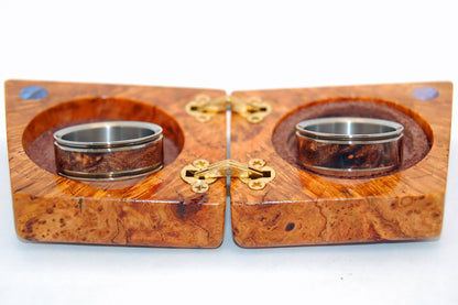 Miracles Happen | Dark Maple Wood & Titanium - Unique Wedding Ring Set - Minter and Richter Designs