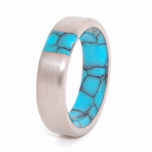 Mirage | Men's Arizona Turquoise & Titanium Handcrafted Wedding Ring - Minter and Richter Designs