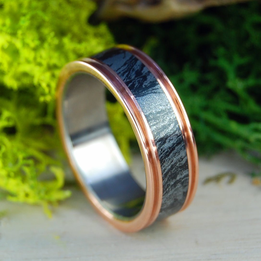 Moku Cupris | Men's Copper, Black Silver & Titanium Wedding Ring - Minter and Richter Designs