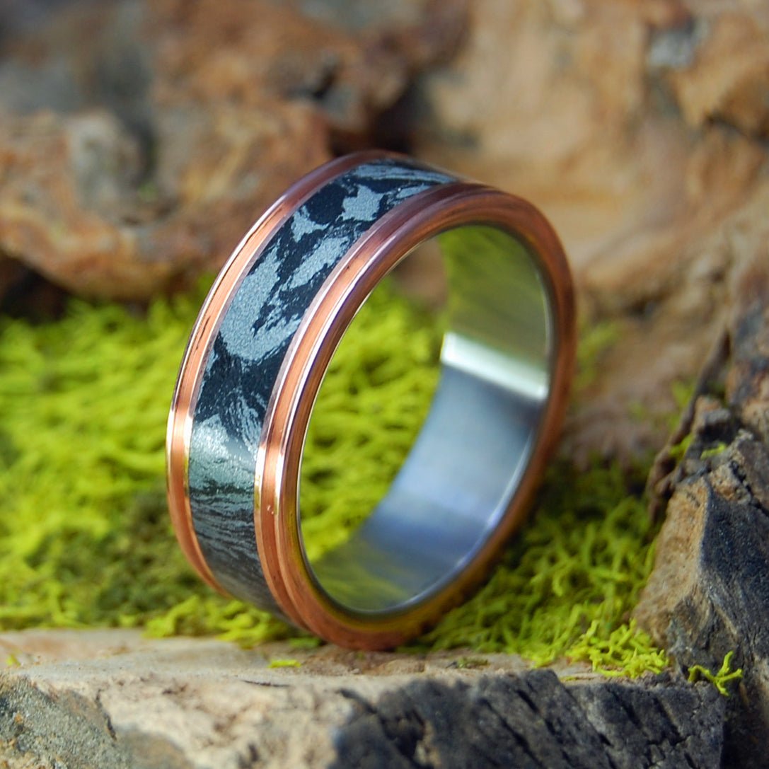 Moku Cupris | Men's Copper, Black Silver & Titanium Wedding Ring - Minter and Richter Designs