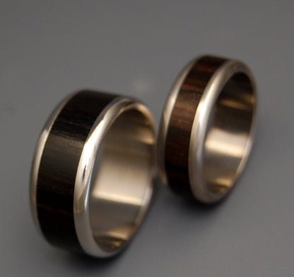 Moluccas Maccassar | Ebony Wood & Titanium - Unique Wedding Ring Set - Minter and Richter Designs