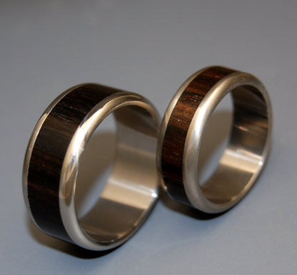 Moluccas Maccassar | Ebony Wood & Titanium - Unique Wedding Ring Set - Minter and Richter Designs