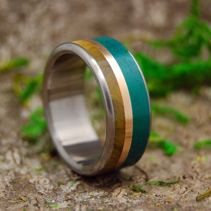 Montana Summer | Men's Imperial Jade, Copper, Tiger Eye & Titanium Wedding Ring - Minter and Richter Designs