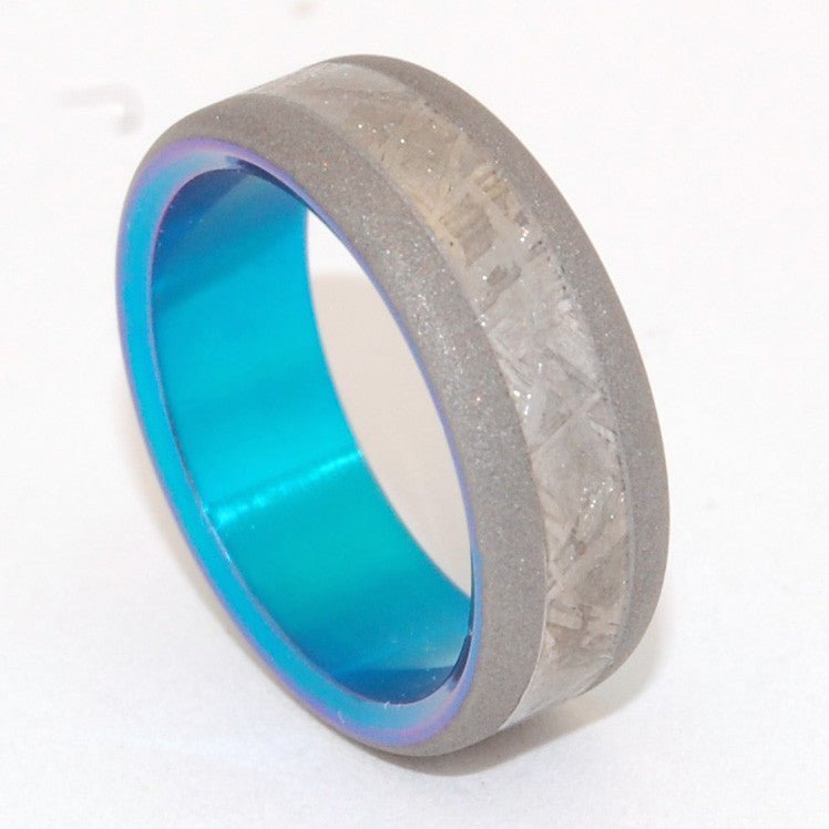 Moon Landing | Men's Meteorite, Turquoise & Titanium Wedding Ring - Minter and Richter Designs