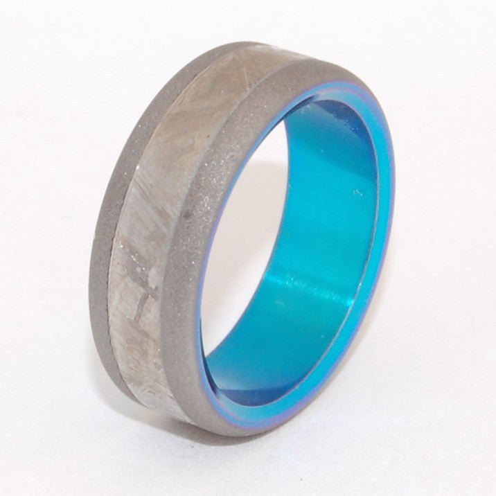 Moon Landing | Men's Meteorite, Turquoise & Titanium Wedding Ring - Minter and Richter Designs