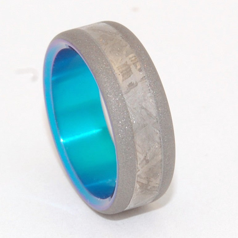 Moon Landing | Men's Meteorite, Turquoise & Titanium Wedding Ring - Minter and Richter Designs