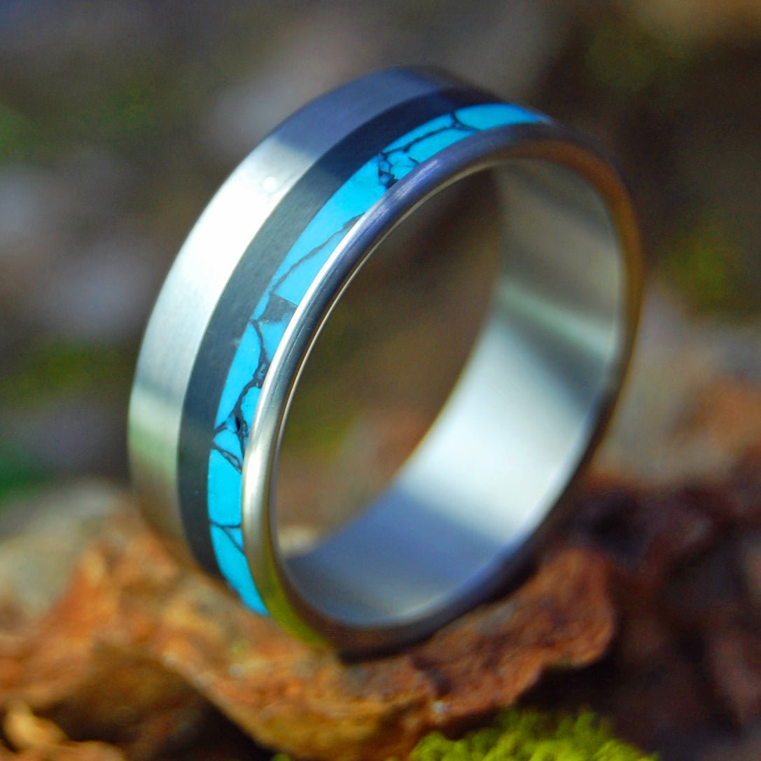 Moon Over Bison | Men's Turquoise & Bison Horn Titanium Wedding Ring - Minter and Richter Designs