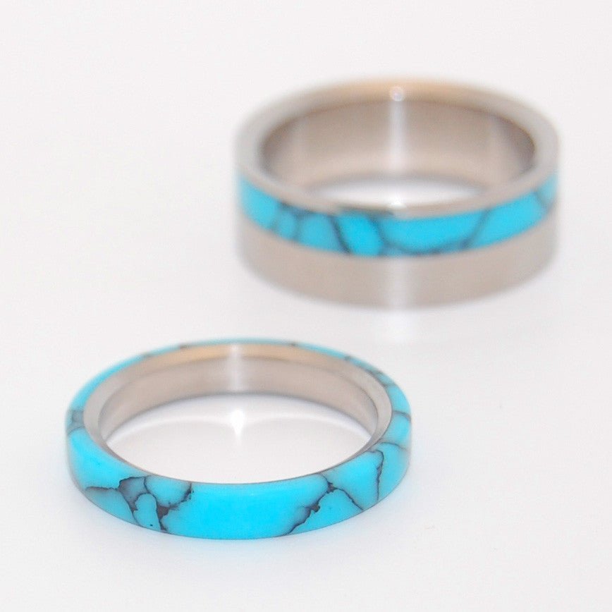 Moonbird & Turquoise | Turquoise & Titanium - Unique Wedding Ring - Minter and Richter Designs