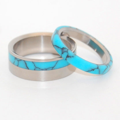 Moonbird & Turquoise | Turquoise & Titanium - Unique Wedding Ring - Minter and Richter Designs